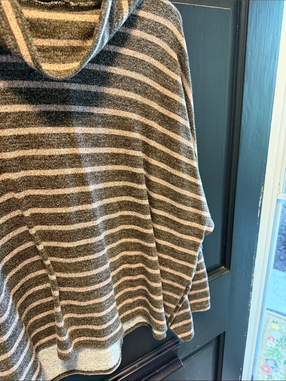 ANDREE BY UNIT Striped Cowl Neck Sweater - Gray & Cream - Picture 7 of 7
